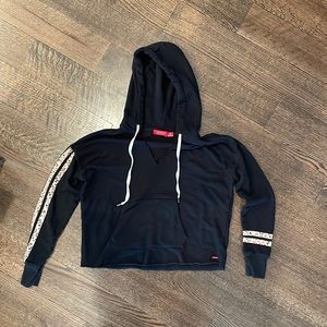 n.Philanthropy black hooded sweatshirt women’s size small with animal stripes